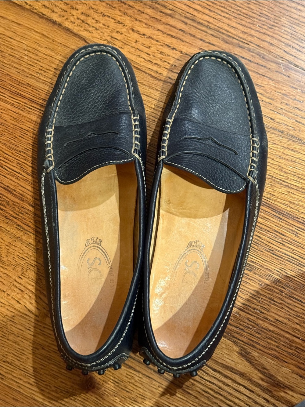 Black Leather Penny Loafers - Tods